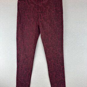 APPELLOTH WOMEN'S SNAKE PRINT PANTS IN MAROON COLOR FRONT, REAR POCKETS  SIZE XL